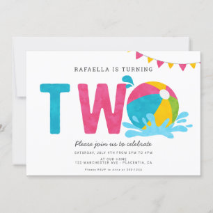 Convite Garota do Partido Piscina Minimalista Moderna no S