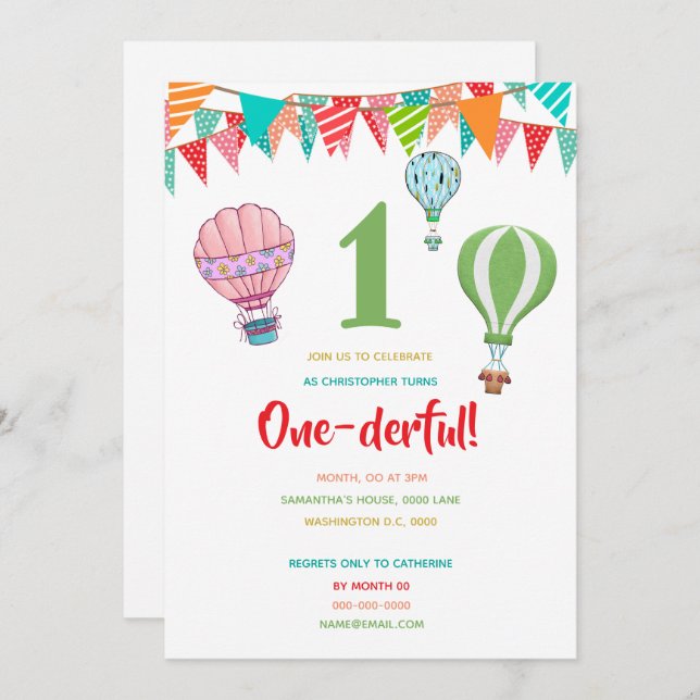 Convite Garota do primeiro aniversário com bandeiras de ba (Frente/Verso)