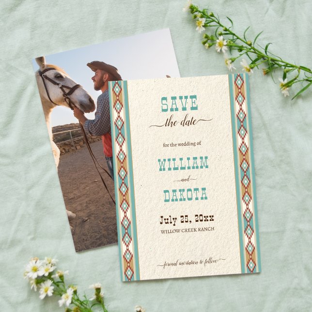 Convite Garota do sudoeste do oeste do rancho salva a data (Criador carregado)