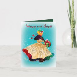 Convite Garota dourada da caixa de presentes de natais vin