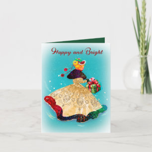 Convite Garota dourada da caixa de presentes de natais vin