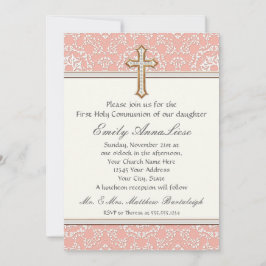 Convite Garota Dourada da Primeira Comunhão do Ouro Cruzad