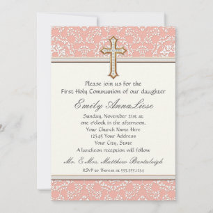 Convite Garota Dourada do Ouro da Primeira Comunhão