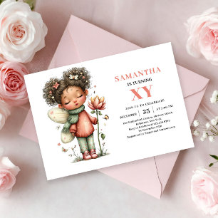 Convite Garota Fada Caprichosa Aniversário Magia Rosa Past