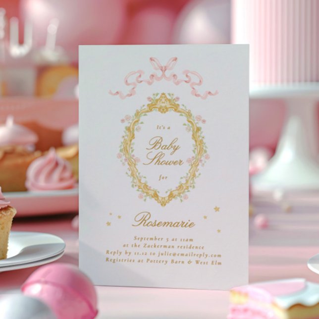 Convite Garota Fairytale Princesa Estrelas Arco Chá de fra (Criador carregado)