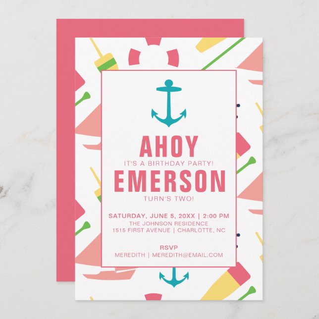 Convite Garota Festa de aniversário de criança pré-filmada (Frente/Verso)