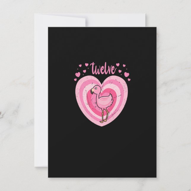 Convite Garota Flamingo de 12 anos de idade, 12 B-dia (Frente)