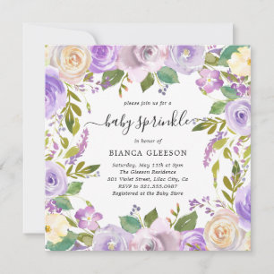Convite Garota Floral Roxa Elegante e Violeta, Bebida Spri