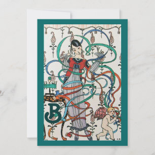 CONVITE GAROTA JOVEM, CHÁ DE PANELA MONOGRAMA DE FRILHES 