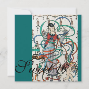 CONVITE GAROTA JOVEM COM FAIXAS COLORIDAS DOCE 16 PARTIDOS