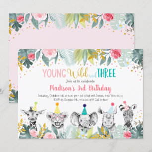 Convite Garota Jovem Selvagem E Três Festas De Aniversár