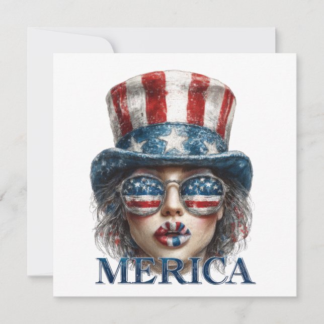 Convite Garota Merica, Garota Glamour do Quatro de Julho c (Frente)