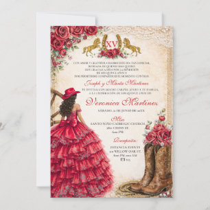 Convite Garota Mexicana Vestido Floral Vermelho Charra Qui
