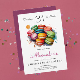 Convite Garota Moderna Chic Macarons Doces Aquarela Arco-í