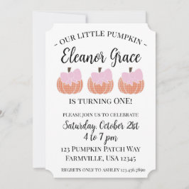 Convite Garota Nossos Pequenos Abóbora Primeiro Aniversári