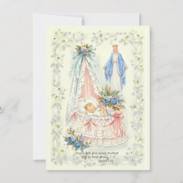 Convite Garota ou Menina de Gravidez Católica (Frente)