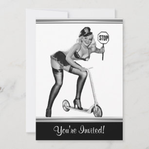 Convite Garota Pin-Up Estilo Preto e Branco 1