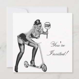 Convite Garota Pin-Up Estilo Preto e Branco 1