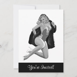 Convite Garota Pin-Up Estilo Preto e Branco 12