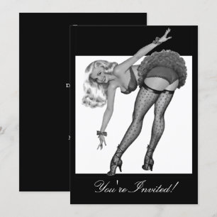 Convite Garota Pin-Up Estilo Preto e Branco 19