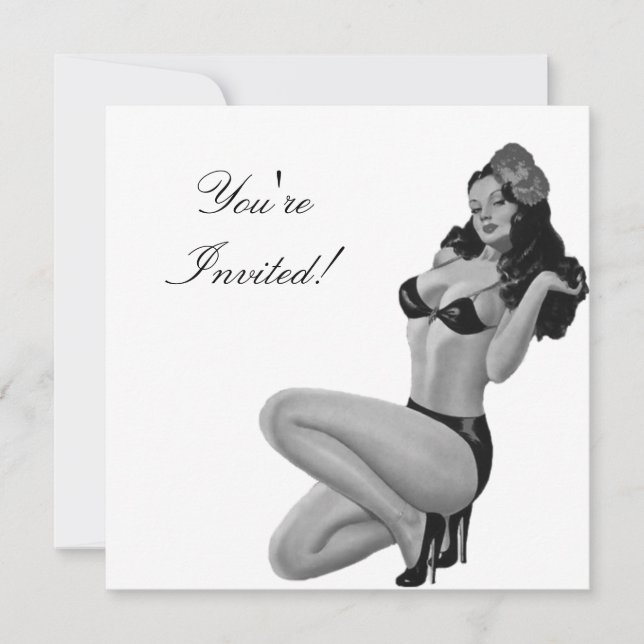 Convite Garota Pin-Up Estilo Preto e Branco 20 (Frente)
