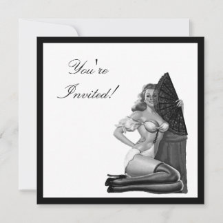 Convite Garota Pin-Up Estilo Preto e Branco 21
