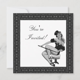 Convite Garota Pin-Up Estilo Preto e Branco 5