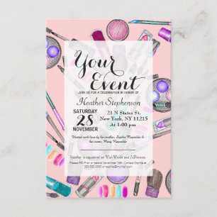 Convite Garota Pintada Maquiagem Pintada em Rosa