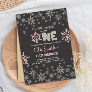 Convite Garota primeiro aniversario de Floco de Neve