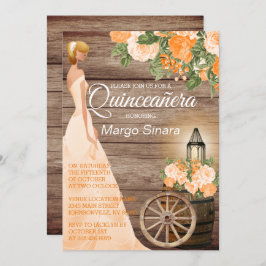 Convite Garota Quinceañera - Canas de Madeira e Flores de