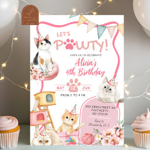 Convite Garota Rosa Vamos Pawty Qualquer Idade Aniversário
