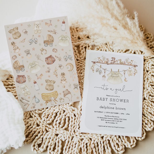 Convite Garota Roupa De Bebê Chá de fraldas De Enfermeira  (Criador carregado)