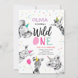 Convite Garota Selvagem de Animais da Festa Safari Primeir