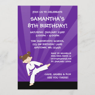 Convite Garota Taekwondo Karate - Aniversário do Cinturão