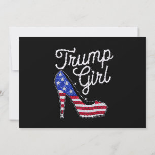 Convite Garota Trump Salto Alto Bandeira Americana Brilho 