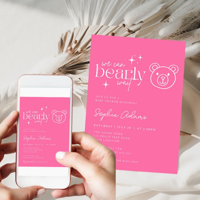 Convite Garota Urso De Teddy Que Podemos Banhar Chá de fra (Criador carregado)