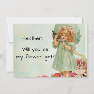Convite Garota Vintage com Proposta de Menina de Flores co