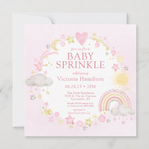 Convite Garota Watercolor Rainbow Baby Sprinkle