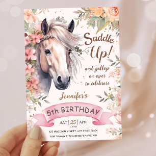 Convite Garotas 5 de Aniversário Floral Selvagem Selvagem
