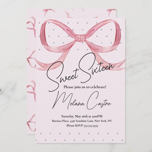 Convite Garotas Arcos Rosa Coquette Doce 16 Aniversário (Frente/Verso)