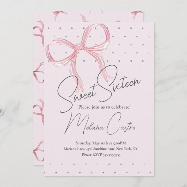 Convite Garotas Arcos Rosa Coquette Doce 16 Aniversário (Frente/Verso)