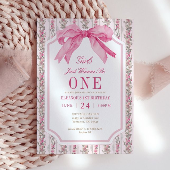 Convite Garotas Arcos Rosa Só Querem Ser Um primeiro anive (Criador carregado)