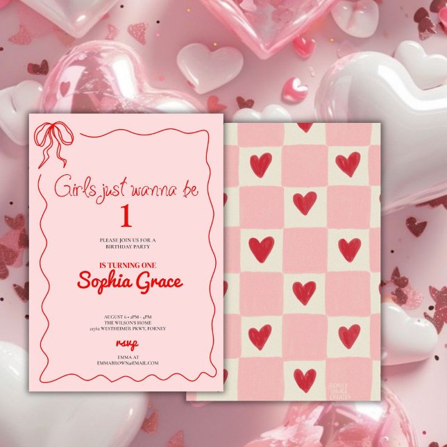 Convite Garotas Arcos Rosa Só Querem Ser Um primeiro anive (Criador carregado)