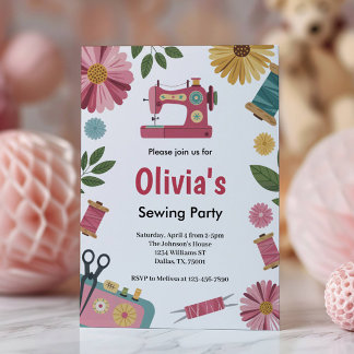 Convite Garotas bonitas costurando Festa de aniversário