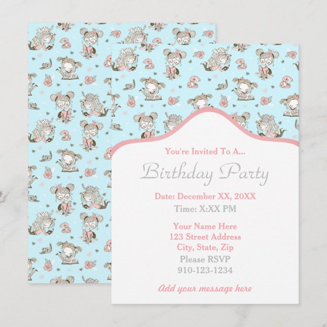 Convite Garotas Bonitas Lendo Livros Dão Ideias (Frente/Verso)