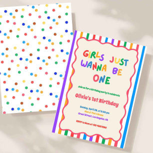 Convite Garotas Coloridas Só Querem Ser de Um Aniversário