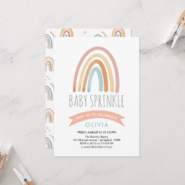 Convite Garotas Cute Boho Rainbow Baby Sprinkle