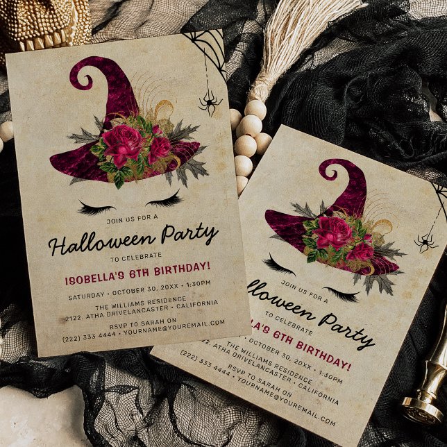 Convite Garotas de bruxas bonitas no Halloween Crianças Bo (Criador carregado)