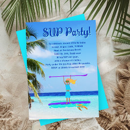 Convite Garotas de Festa de Aniversário de SUP Tropical Re