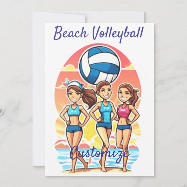 Convite Garotas de Voleibol de Praia Thunder_Cove (Frente)